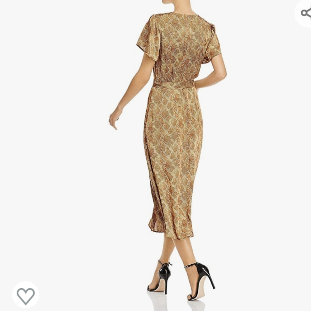 🆕 NWOT Paige flowy Alayna bronze snake print dress w/2 front slits (no belt) - Picture 2 of 16